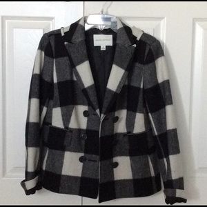 Banana Republic Carla Buffalo Plaid Wool Pea Coat